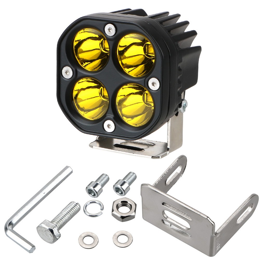BAGUER Spotlight Driving Fog Lights 40W Car Universal 4LED Waterproof Bar Lamp 6500K Yellow light